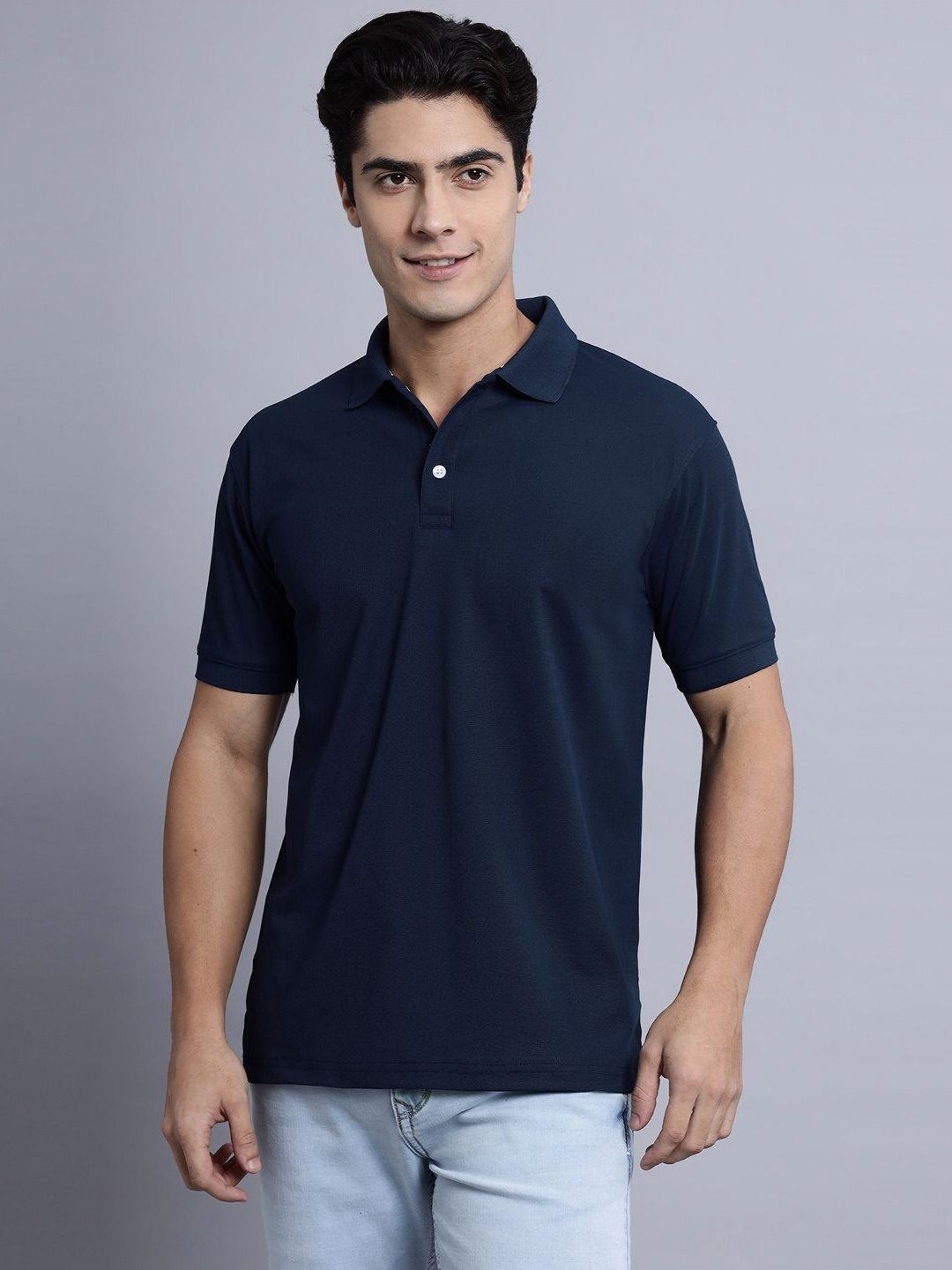 

N AND J Men Polo Collar T-shirt, Navy blue
