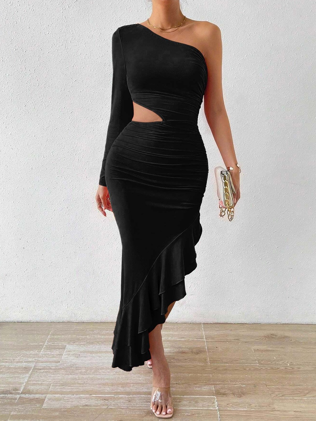 

Stylecast X Slyck One Shoulder Maxi Dress, Black