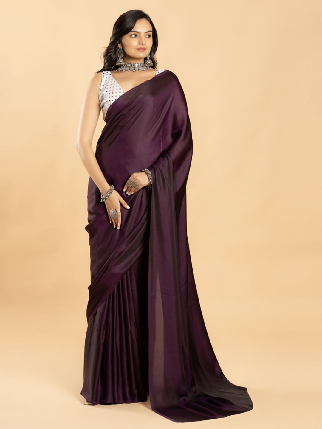 

ASISA Satin Saree, Purple