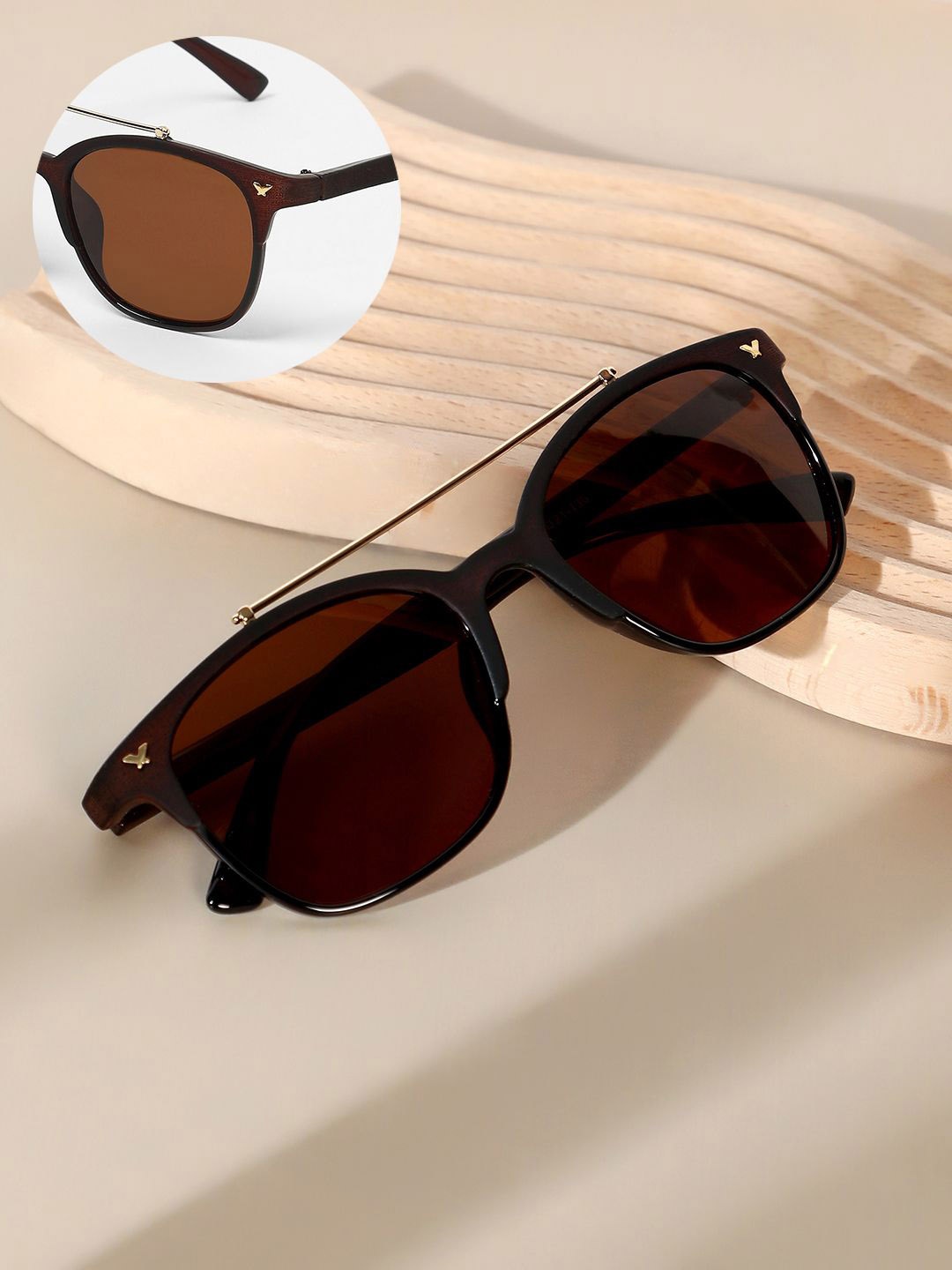 

HAUTE SAUCE by Campus Sutra Women Aviator Sunglasses with Polarised Lens AW24_HSSG2631, Brown