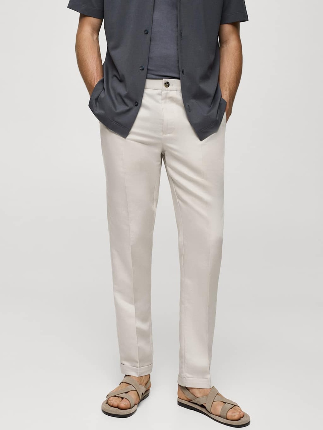 

MANGO MAN Regular Fit Pleated Trousers, Grey