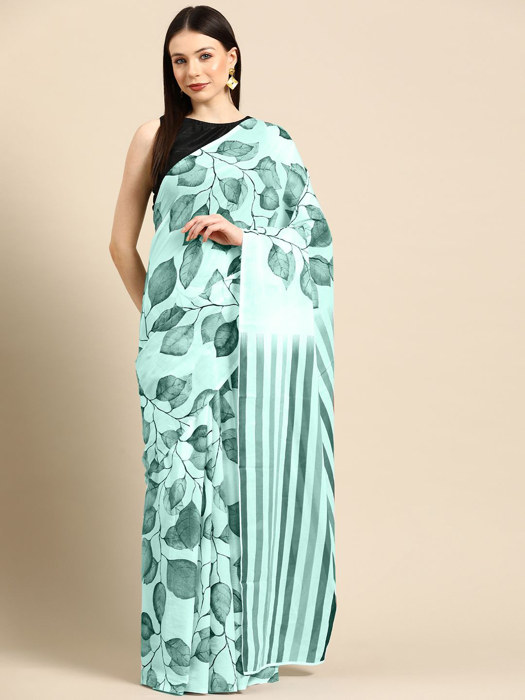 

BUTA BUTI Paisley Pure Cotton Saree, Sea green