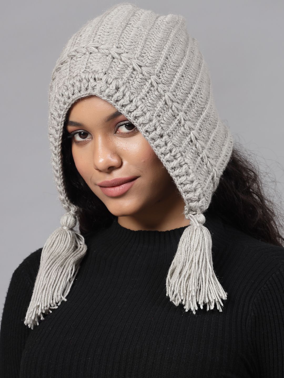 

Velvery Women Self Design Beanie, Grey