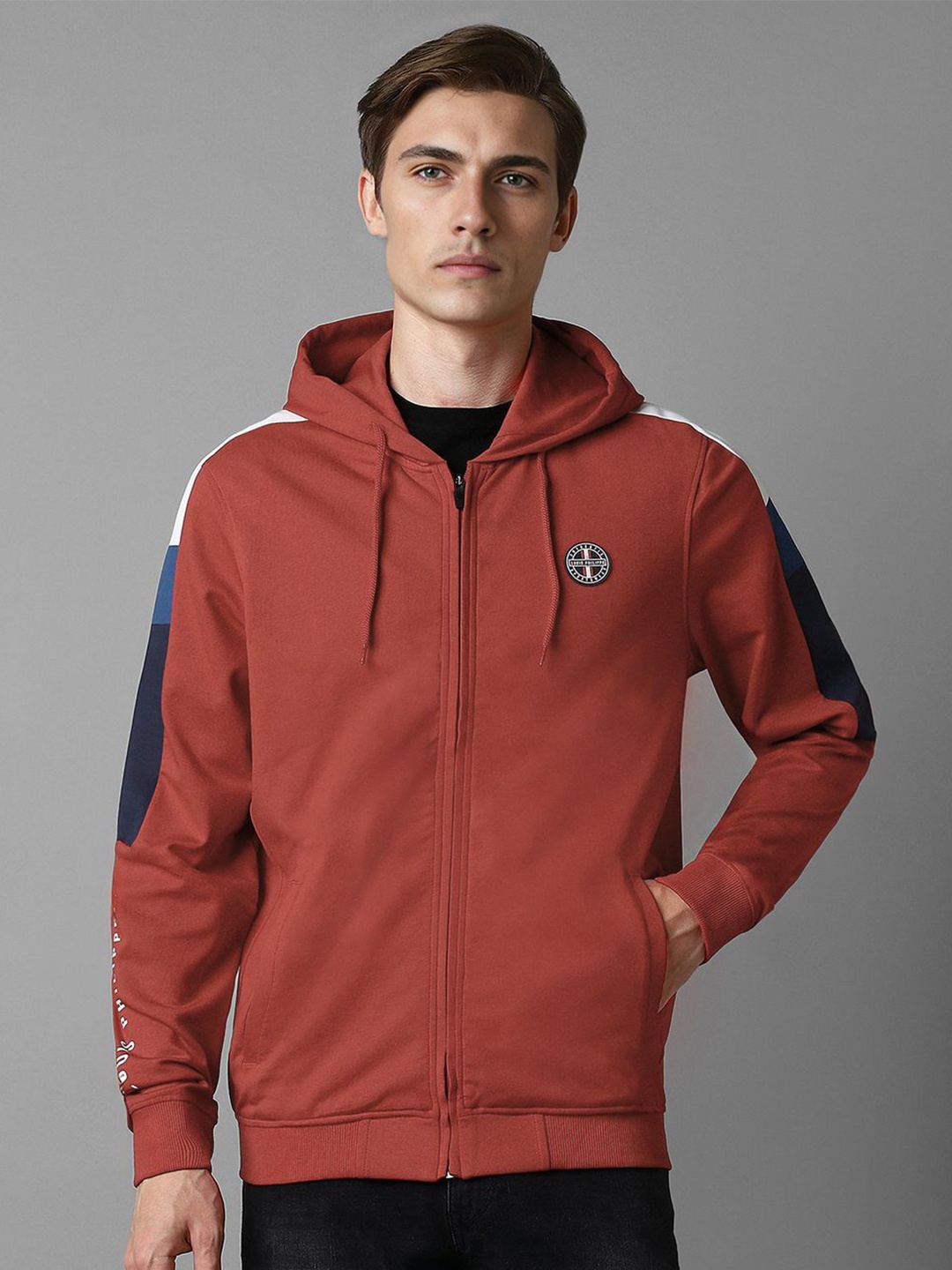 

Louis Philippe Sport Men Solid Hooded Pure Cotton Sweatshirt, Brown