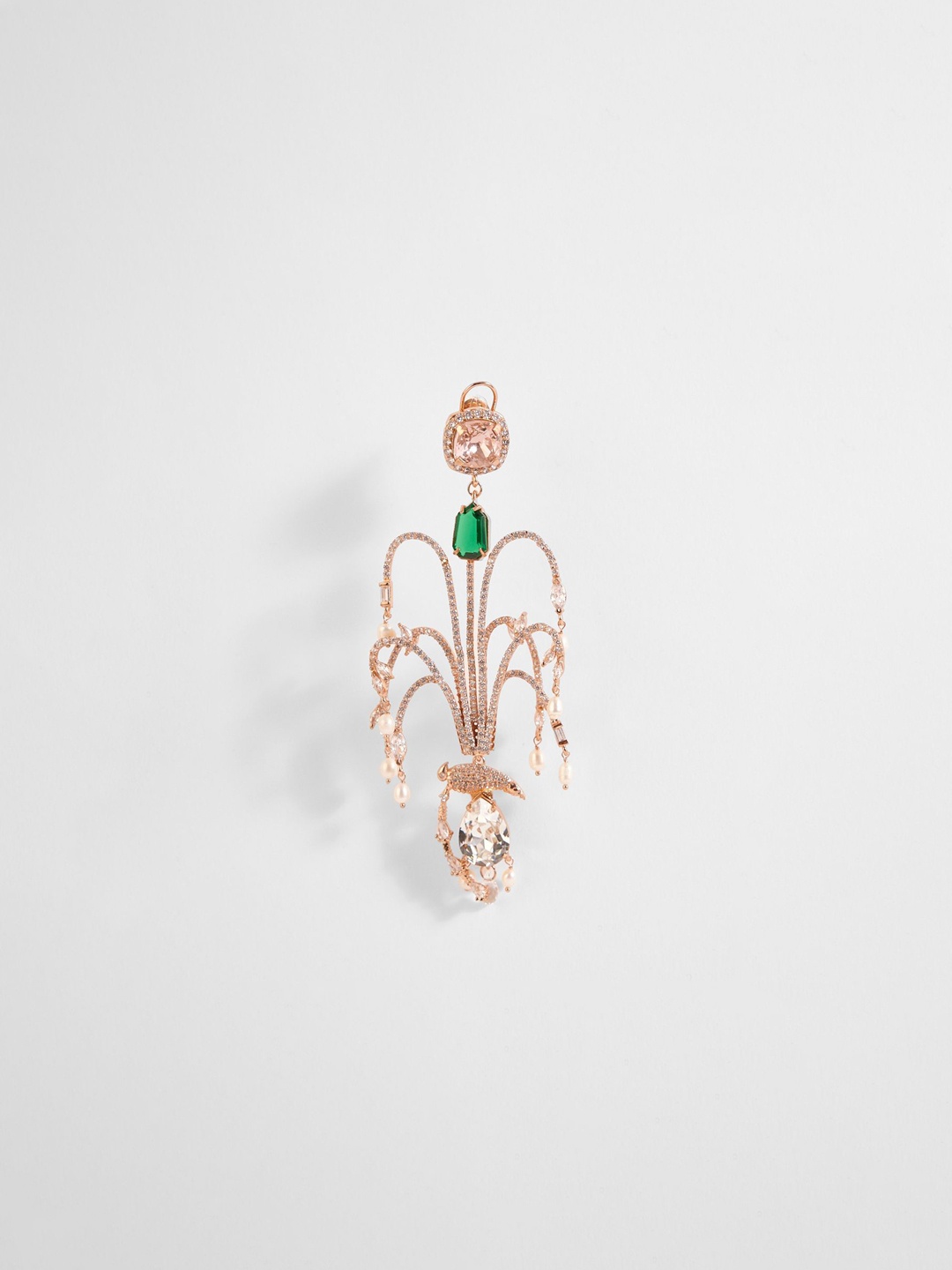 

Outhouse Rose Gold-Plated Stones Studded Drop Earrings