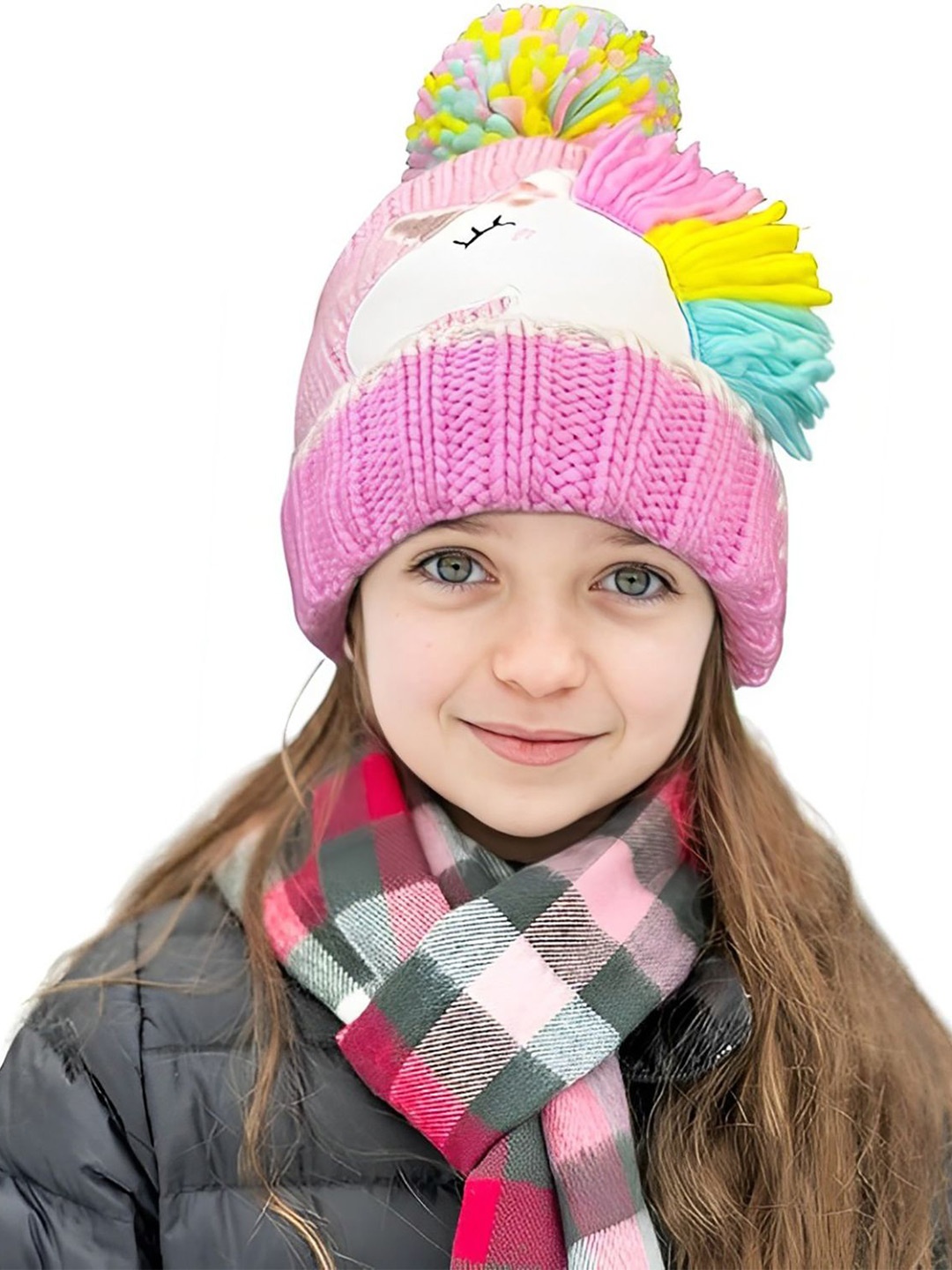 

SYGA Unisex Kid Self Design Woollen Beanie, Pink