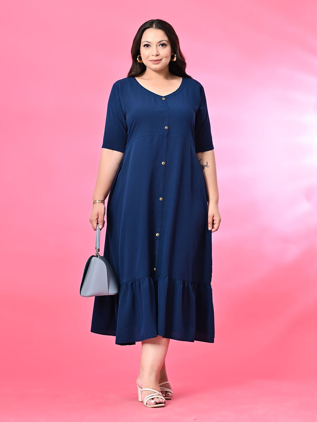 

PrettyPlus by Desinoor.com Plus Size A-Line Midi Dress, Teal