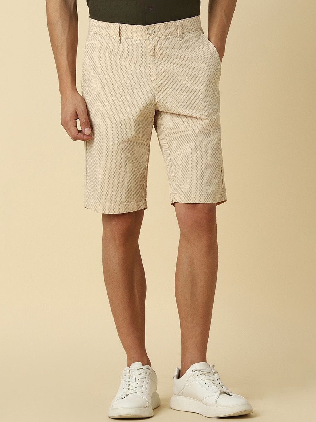 

Allen Solly Men Printed Slim Fit Shorts, Beige
