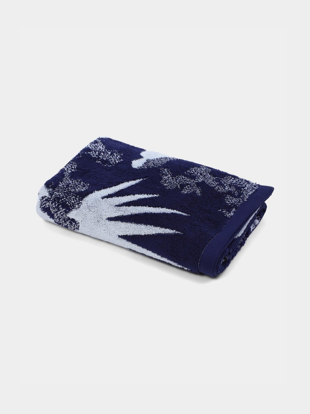 

MYTRIDENT Blue & Navy Blue 2 Printed Cotton 550 GSM Bath Towel