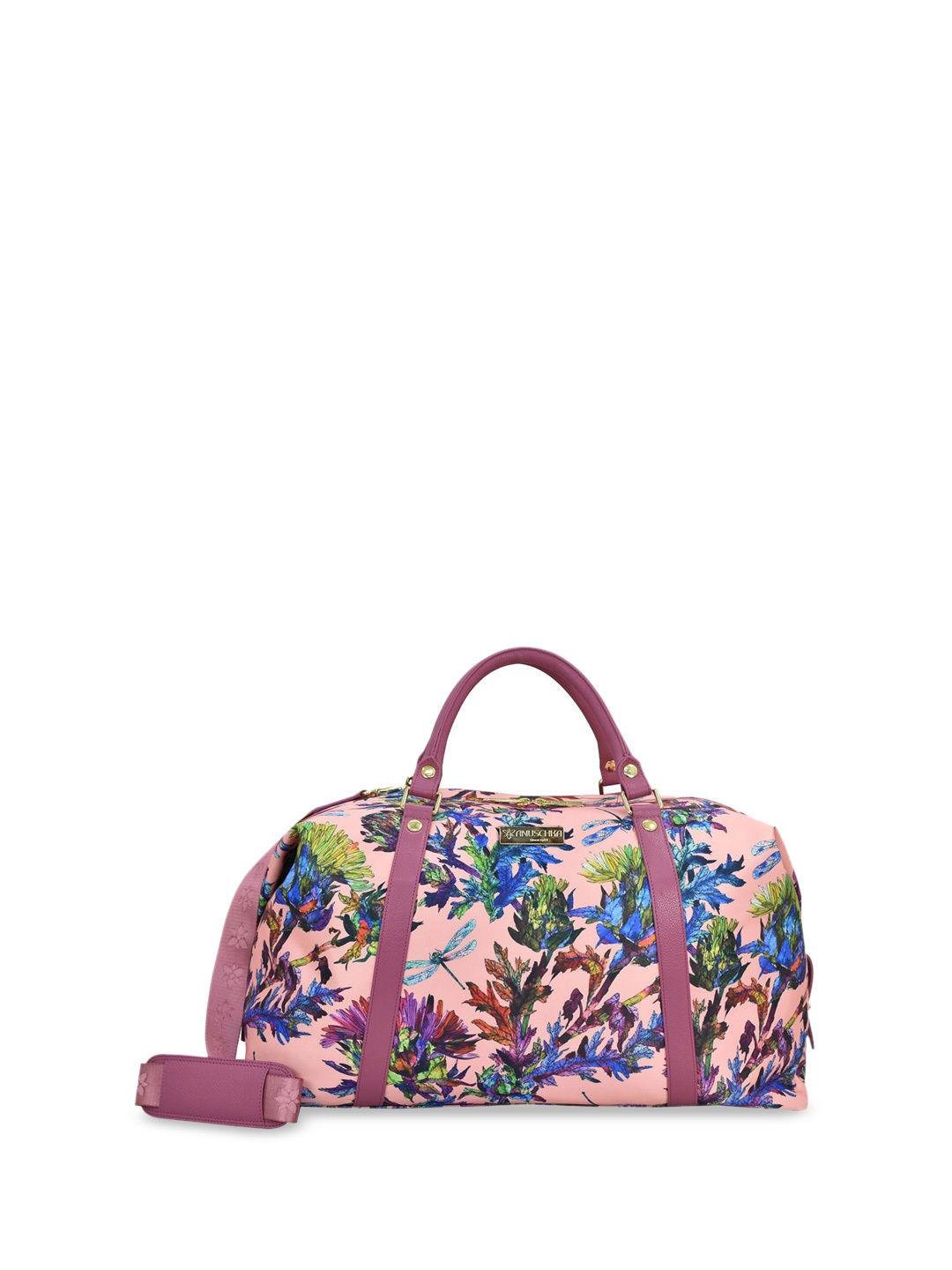 

Anuschka Floral Printed Oversized Structured Shoulder Bag with Applique, Pink