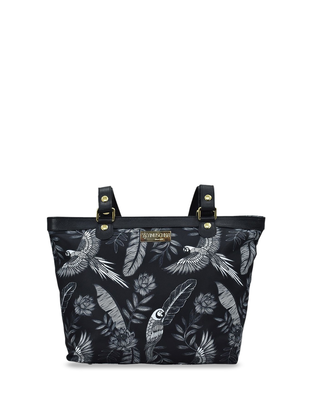 

Anuschka Printed Oversized Shopper Tote Bag with Quilted, Black