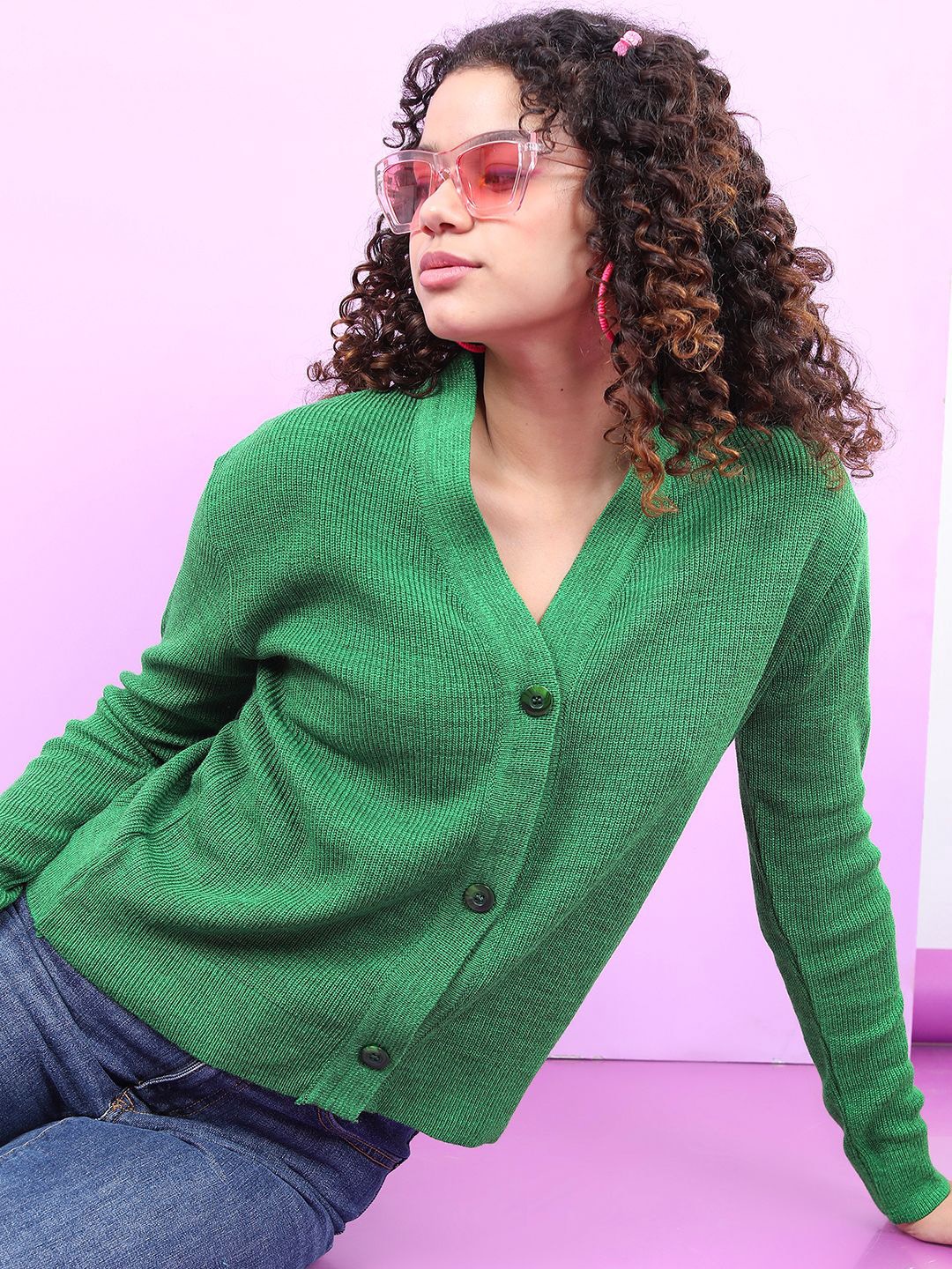 

Tokyo Talkies Women Cardigan, Green