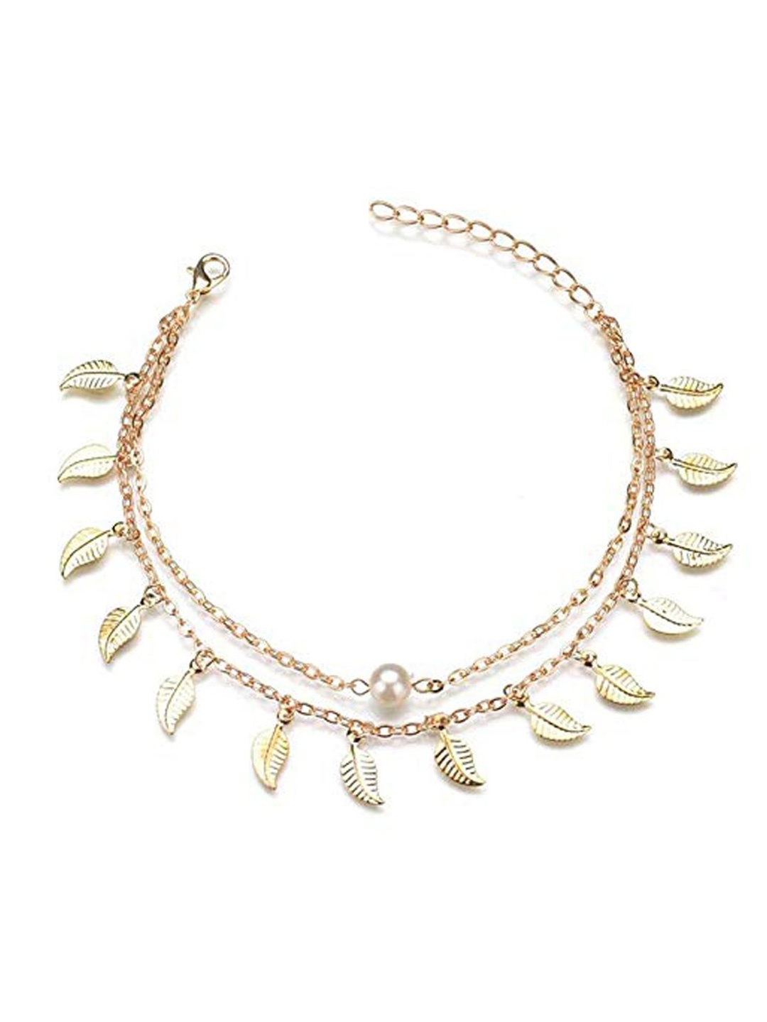 

VAGHBHATT Gold-Plated Pearls Single Anklet