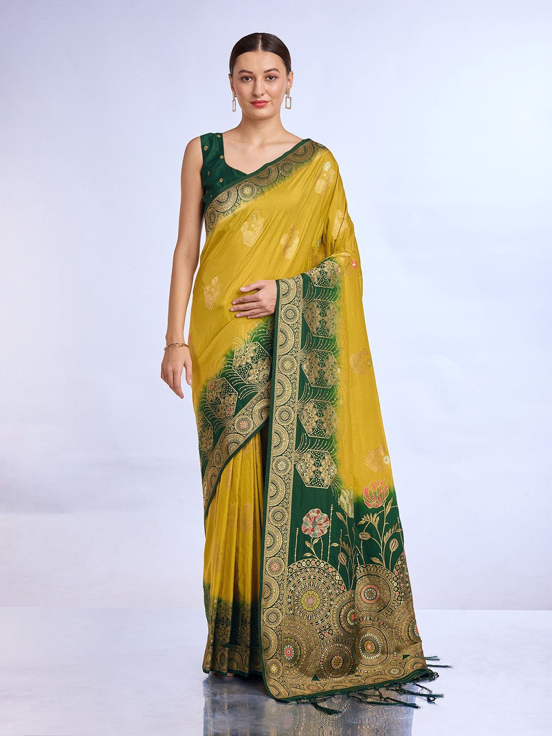 

Ishin Woven Design Zari Saree, Yellow