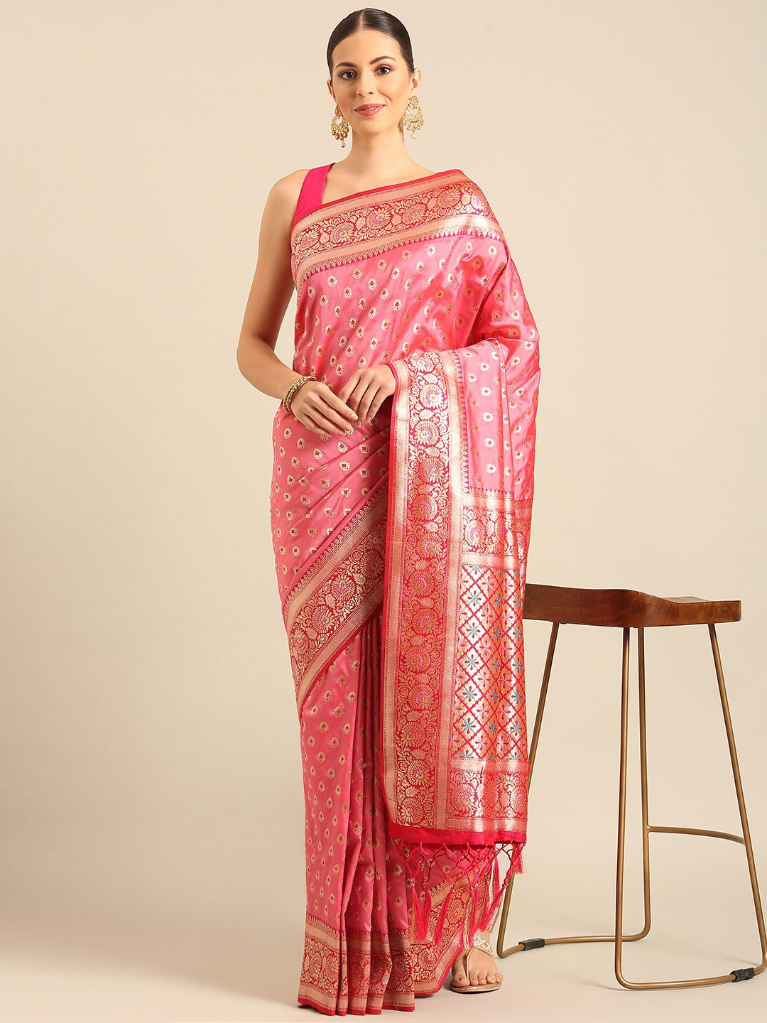 

Exclusiva Woven Design Zari Saree, Pink