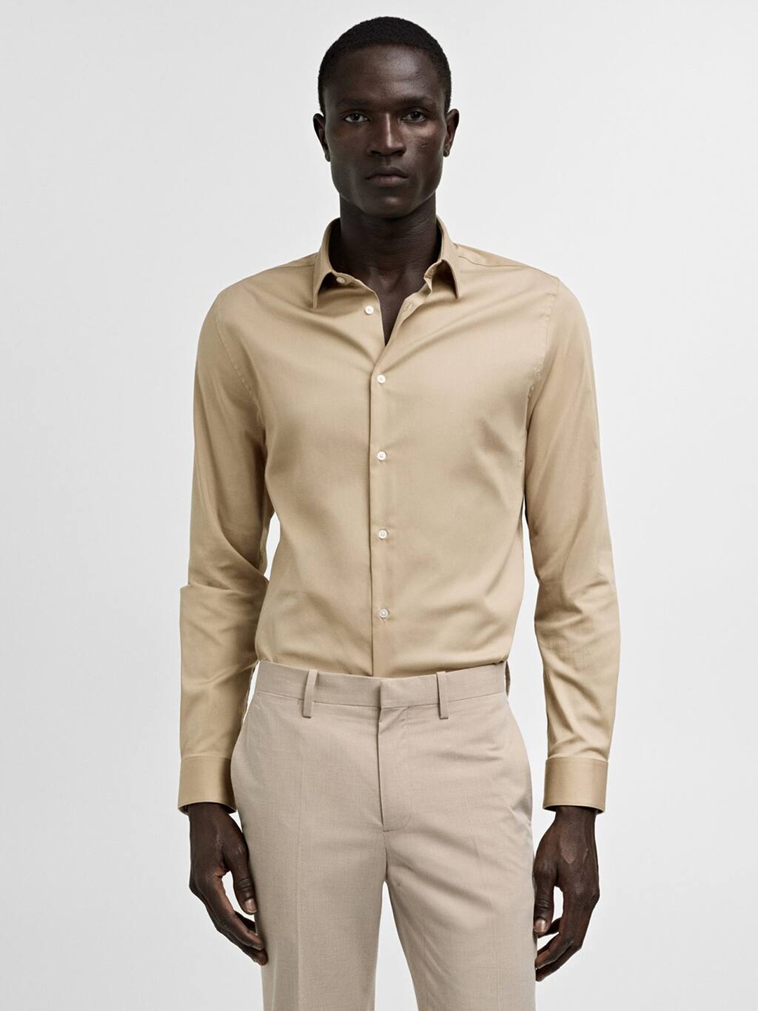 

MANGO MAN Slim Fit Formal Shirt, Beige