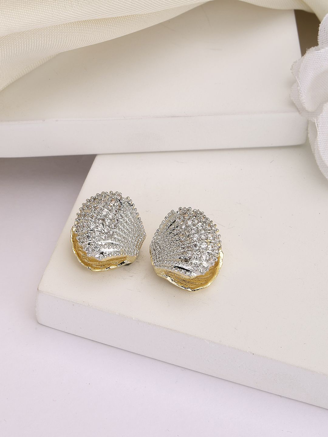 

ZENEME Gold-Plated Cubic Zirconia Studs, White