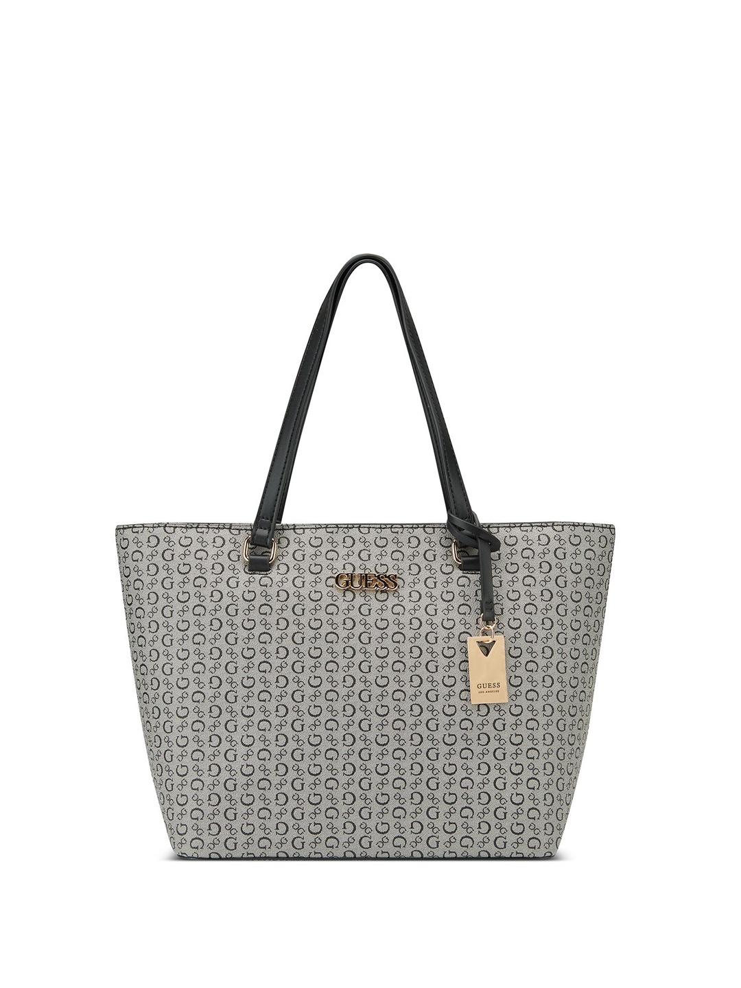 

GUESS Printed Shopper Tote Bag with Cut Work, Black