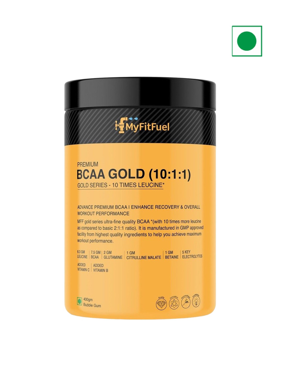 

MyFitFuel Premium BCAA Gold 10:1:1 - 400g - Bubble Gum, Cream