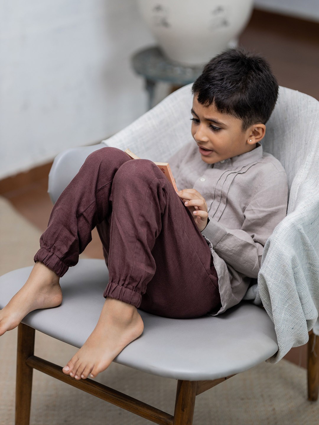 

CHI LINEN CLOTHING Boys Original Trousers, Brown
