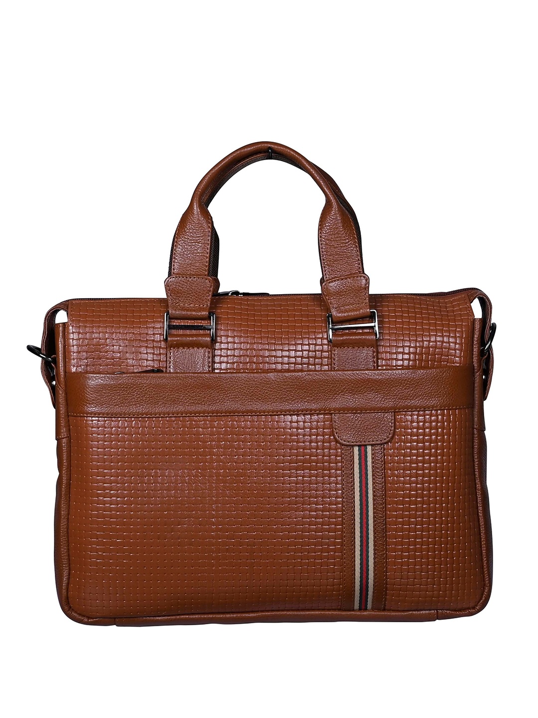 

Calvadoss Women Textured Up To 17 Inch Leather Laptop Bag, Tan