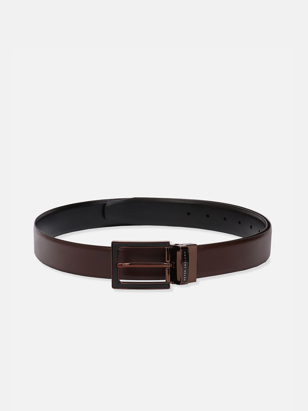 

Peter England Men Solid Tang Closure Leather Reversible Formal Belt, Brown