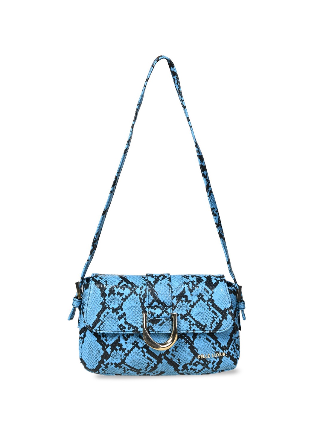 

PELLE LUXUR Printed PU Bowling Sling Bag with Quilted, Blue
