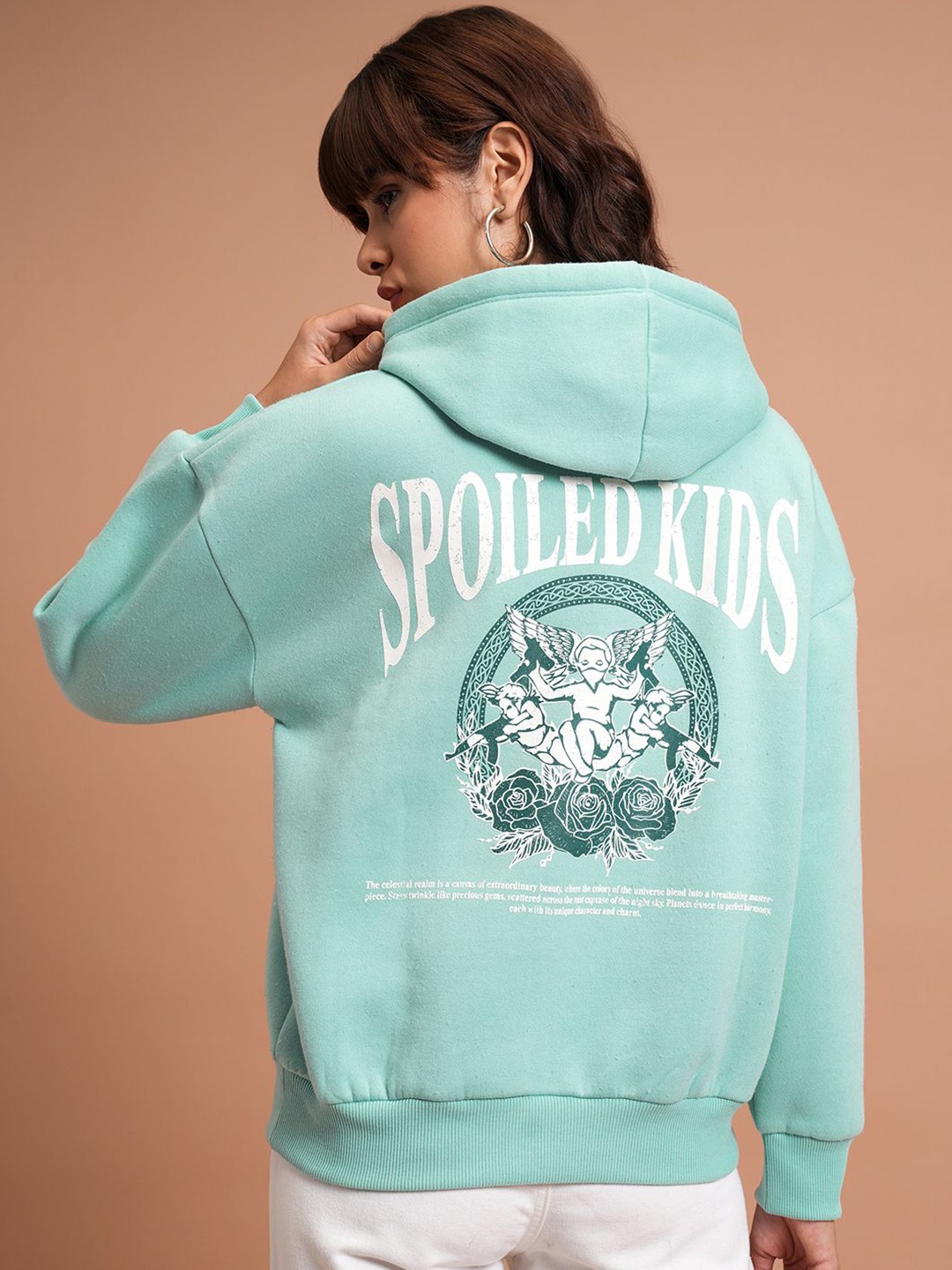 

Tokyo Talkies Women Graphic Printed Hooded Sweatshirt, Blue