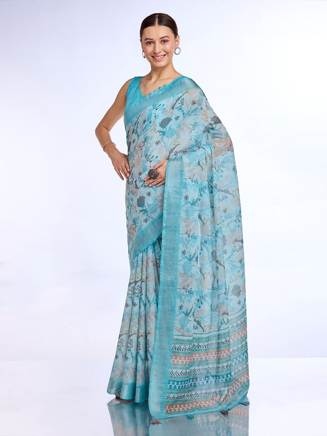 

Ishin Floral Saree, Blue