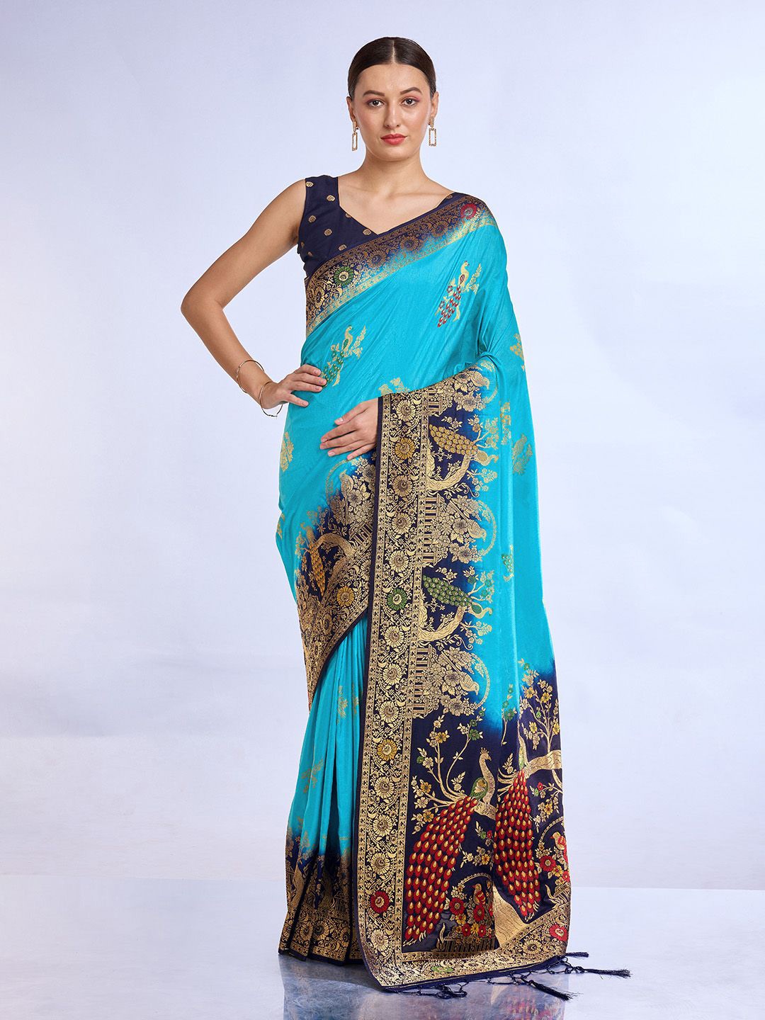 

Ishin Woven Design Zari Saree, Blue