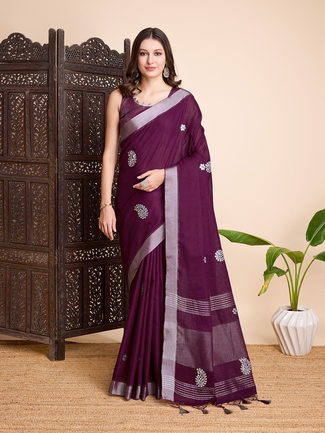 

Ishin Ethnic Motifs Zari Saree, Purple