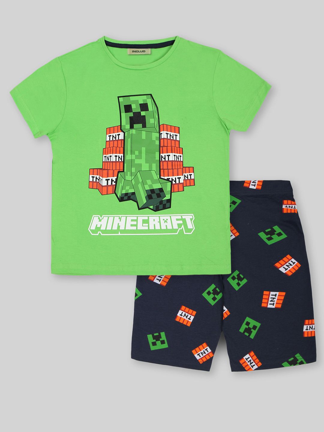 

INCLUD Boys Printed T-shirt with Shorts, Green