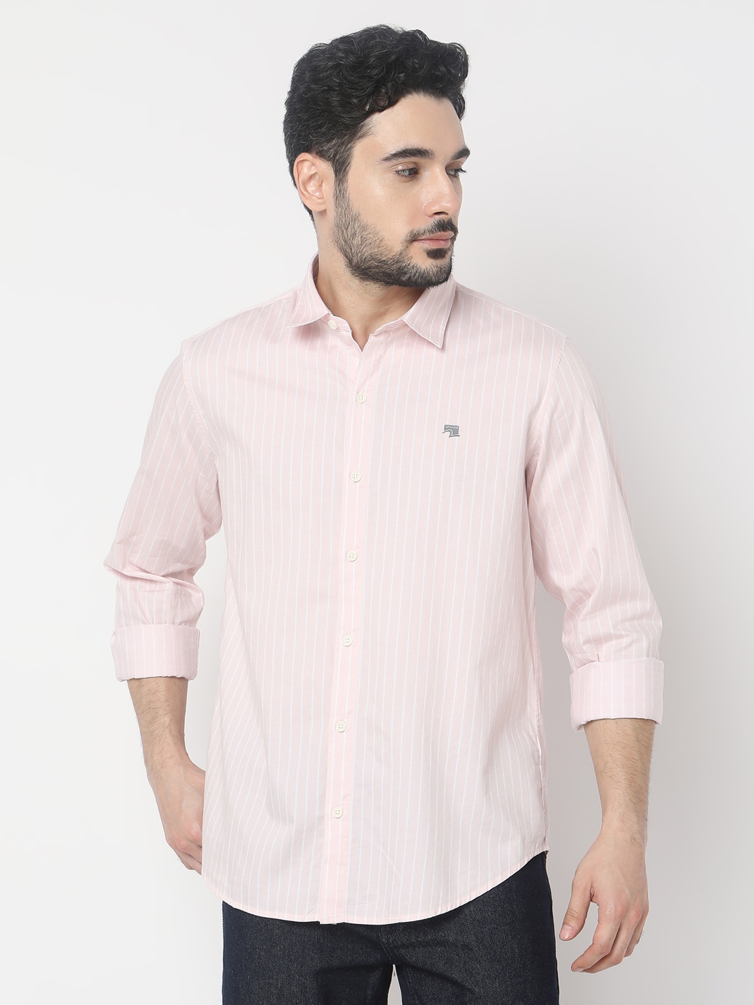 

SPYKAR Slim Fit Striped Cotton Shirt, Pink