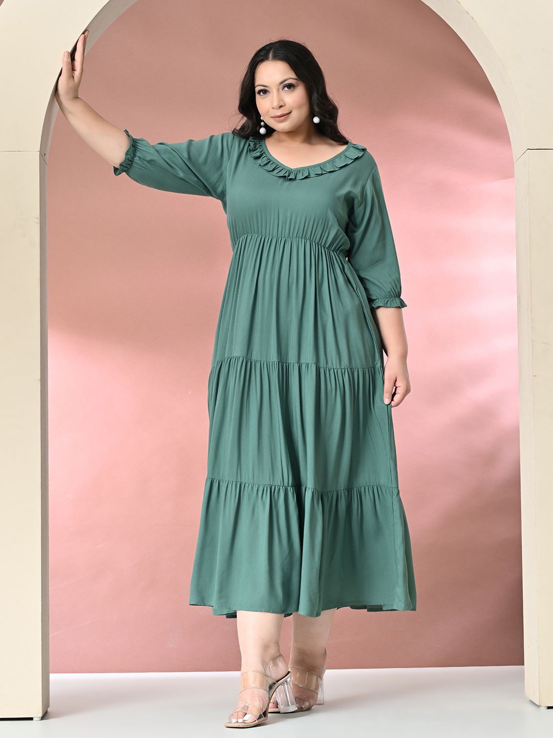 

PrettyPlus by Desinoor.com Fit & Flare Midi Dress, Sea green