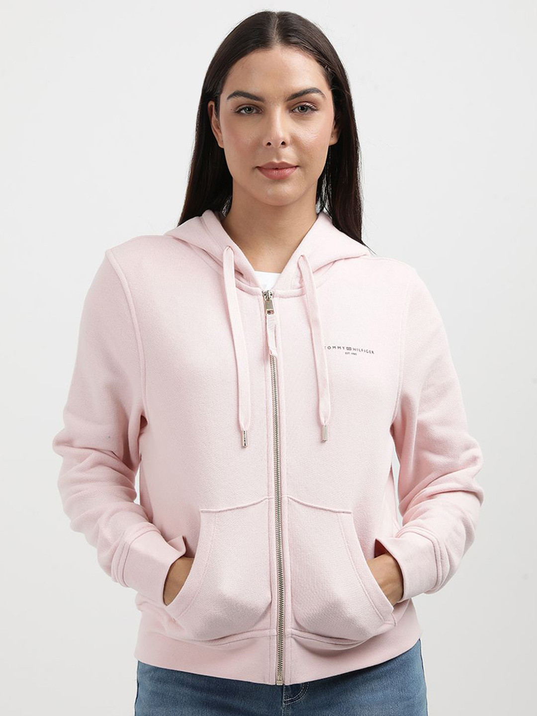 

Tommy Hilfiger Women Solid Hooded Sweatshirt, Pink