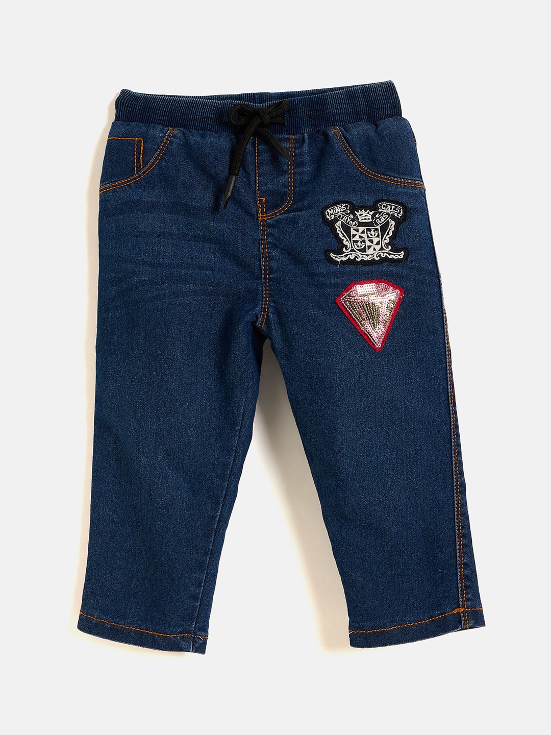 

JWAAQ Girls Mid-Rise Slim Fit Low Distress Embellished Stretchable Jeans, Blue