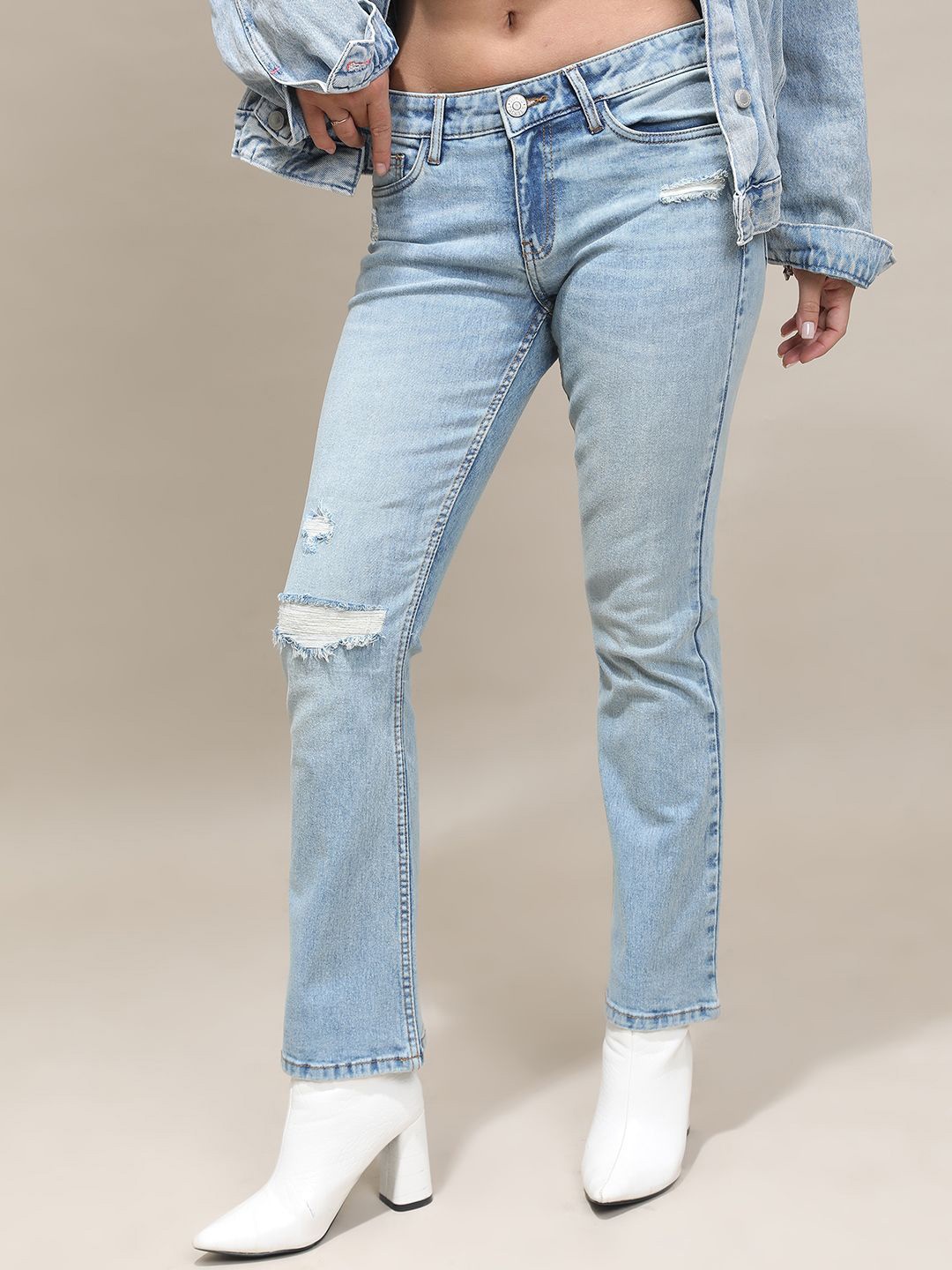 

Tokyo Talkies Women Bootcut Highly Distressed Stretchable Jeans, Blue