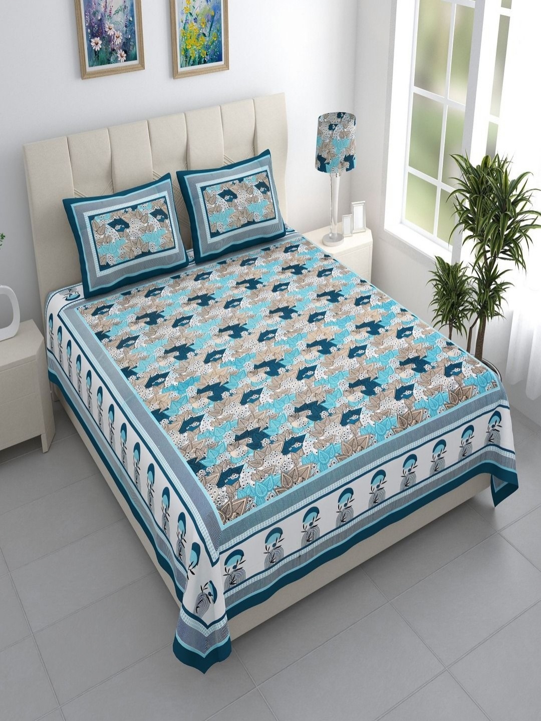 

Bombay Spreads Blue & White Floral 144 TC King Bedsheet with 2 Pillow Covers
