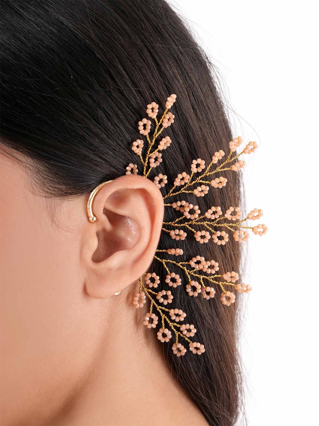 

D'oro Contemporary Ear Cuff Earrings, Peach