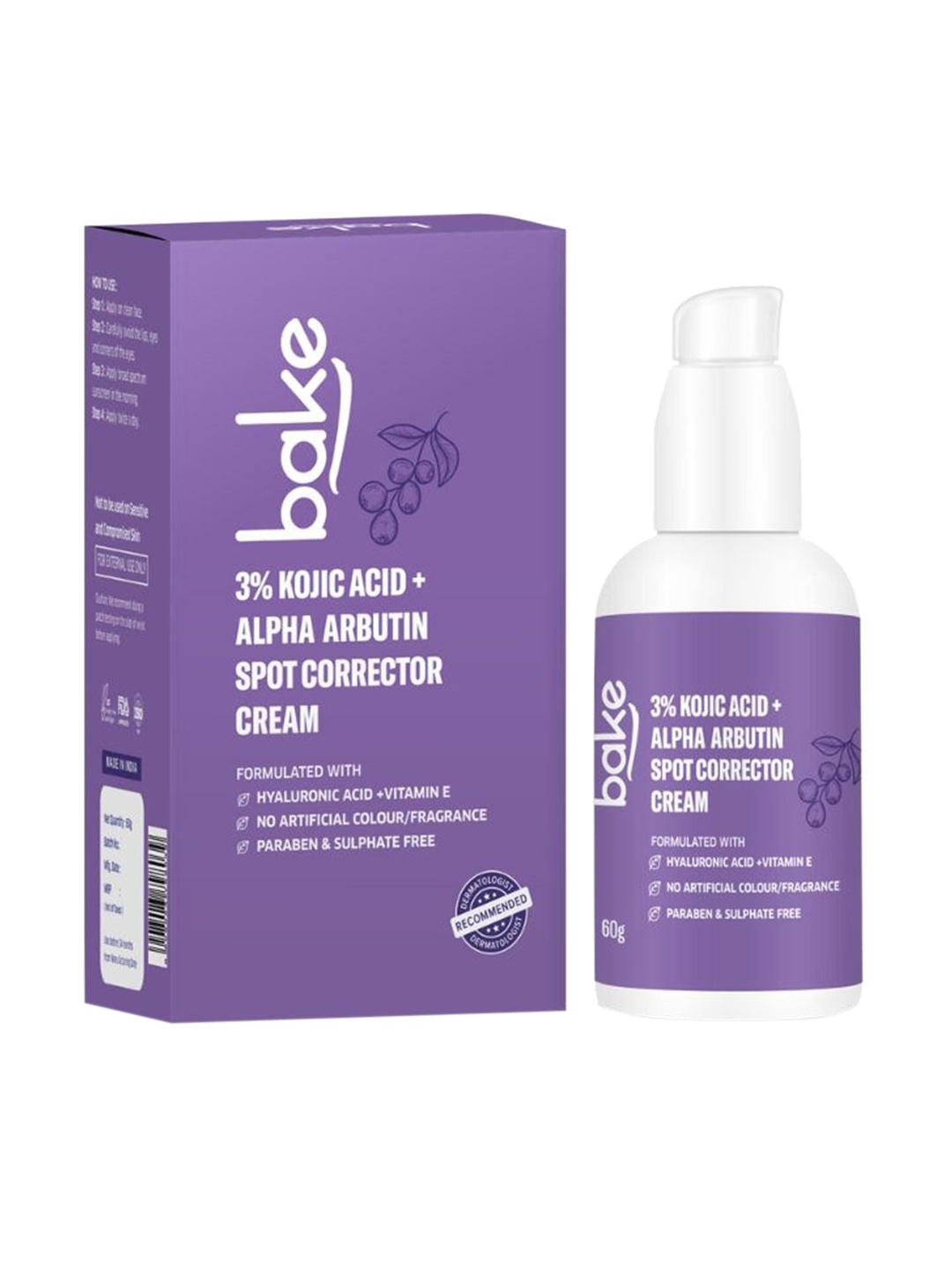 

BAKE 3% Kojic Acid & Alpha Arbutin Spot Corrector Cream - 60 g, Purple