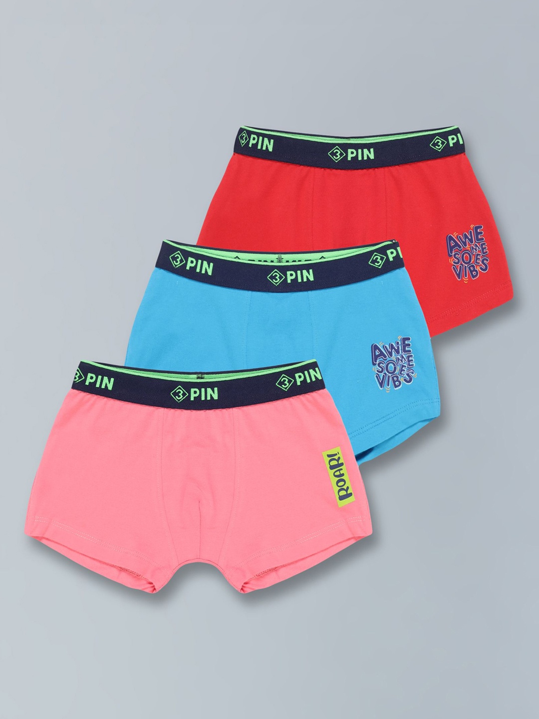

3PIN Pack Of 3 Boy Solid Trunks, Red