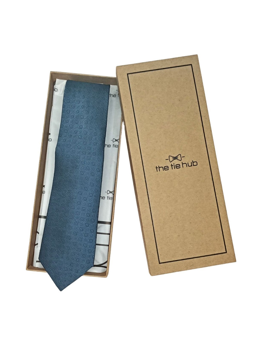 

The Tie Hub Men Woven Design Broad Tie, Navy blue