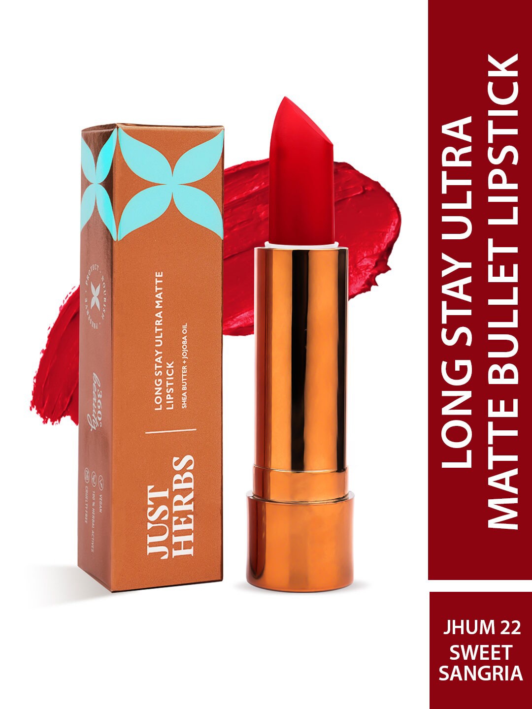 

Just Herbs Ultra Matte Bullet Lipstick - 4 ml - 22 Sweet Sangria, Red