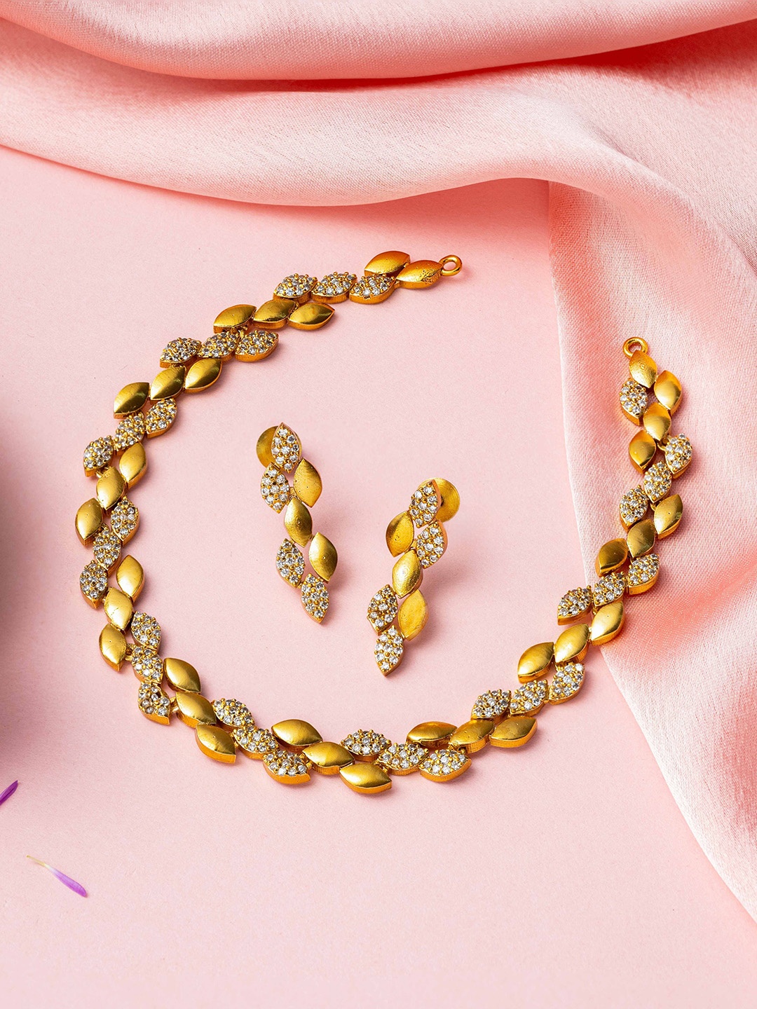 

Vriksham Gold-Plated Stone-Studded Antique Jewellery Set