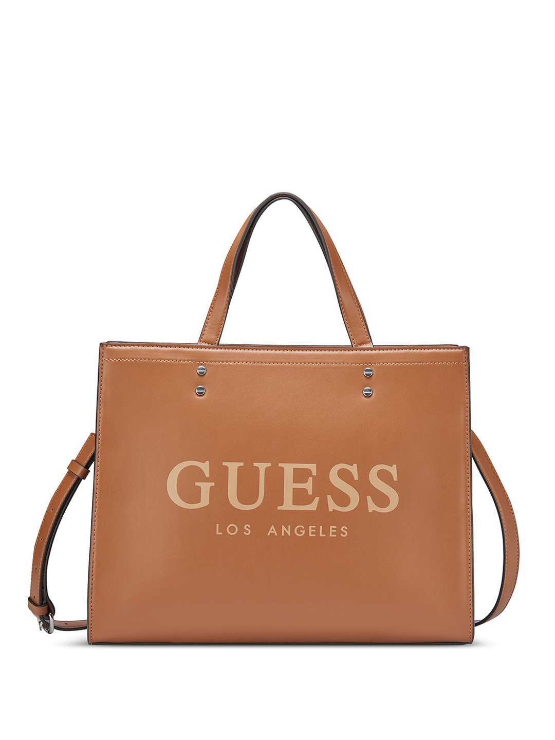 

GUESS Printed PU Structured Tote Bag, Brown