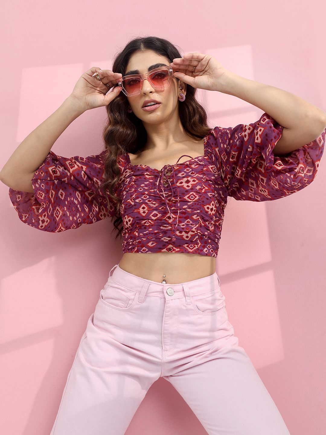 

Tokyo Talkies Floral Print Flared Sleeve Top, Purple