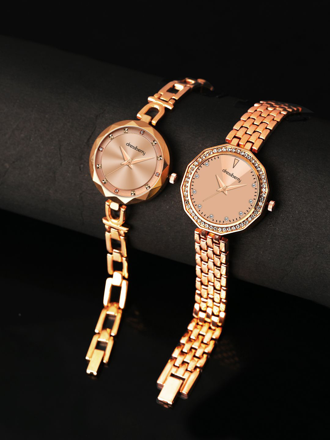 

DressBerry Women Patterned Dial & Bracelet Style Straps Analogue Watch DBWatchP2-02, Rose gold