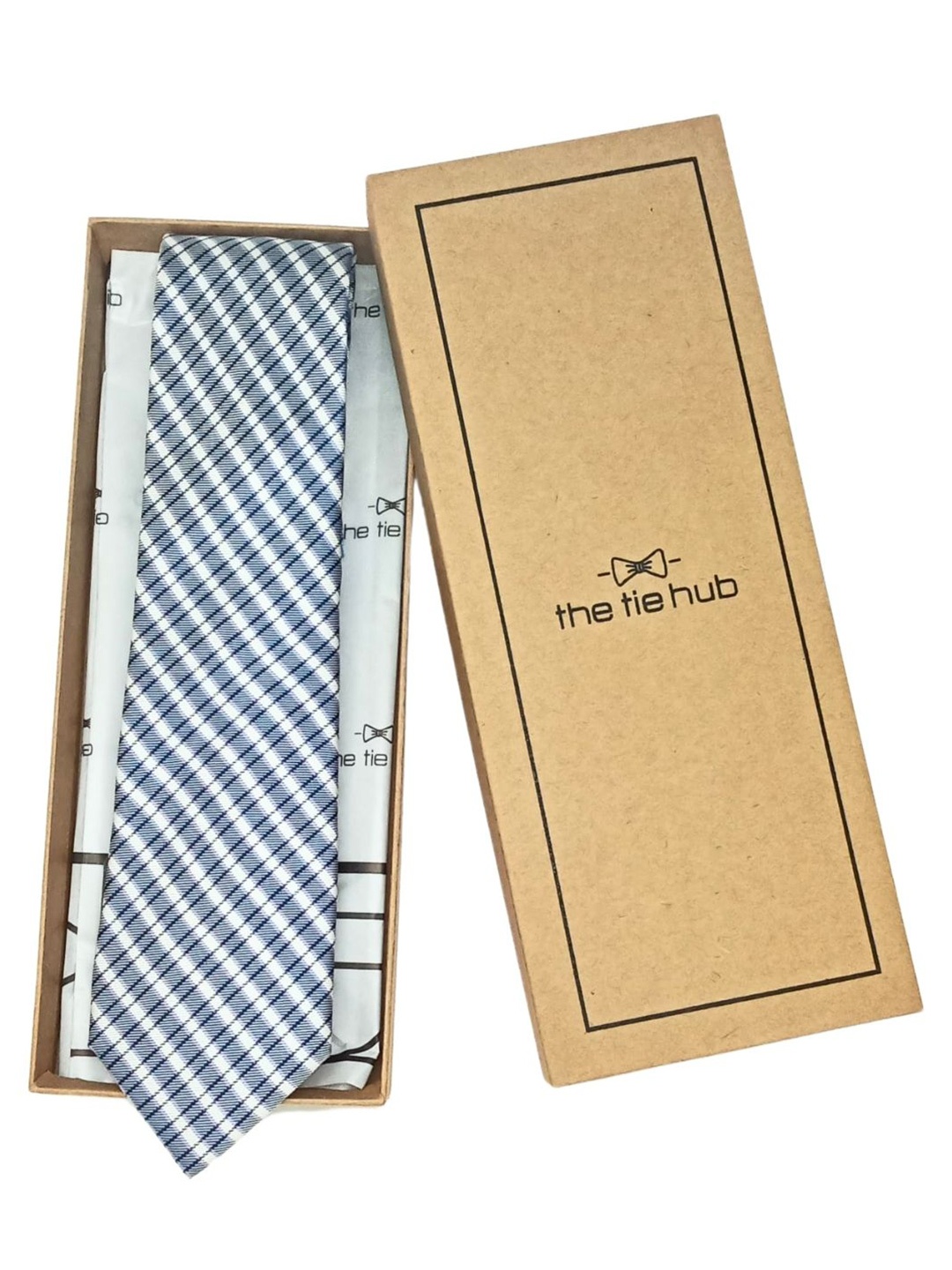 

The Tie Hub Men Checked Broad Tie, Blue