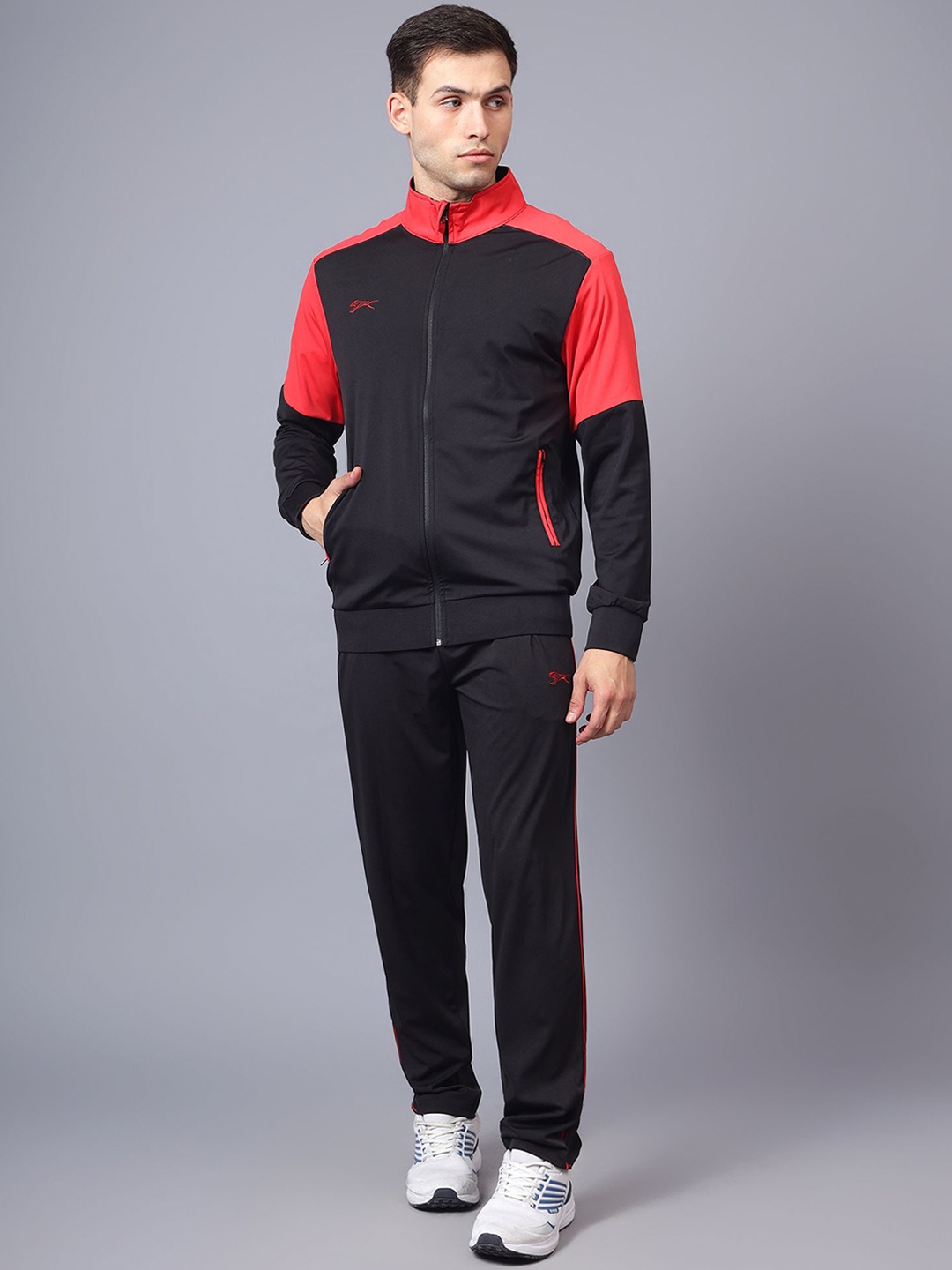 

Shiv Naresh Men Mock Collar Jacket With Track Pant, Black