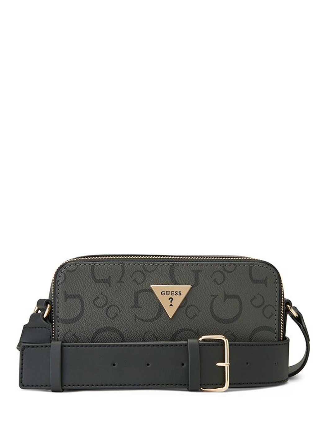 

GUESS Printed Structured Shoulder Bag with Cut Work, Grey